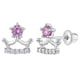 thumbnail image 1 of Aros de corona con punta circon morado y borde circones para niñas, 1 of 2