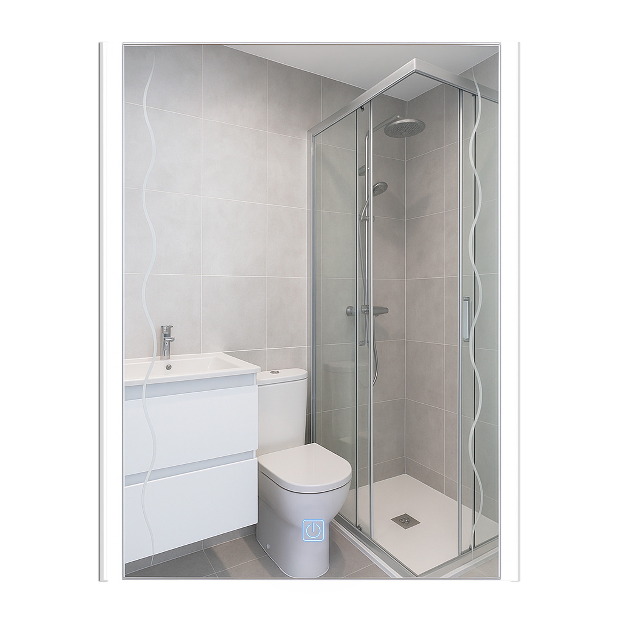 Joytek - Espejo Led Lineas Curvas Rectangular 80X60 Cm