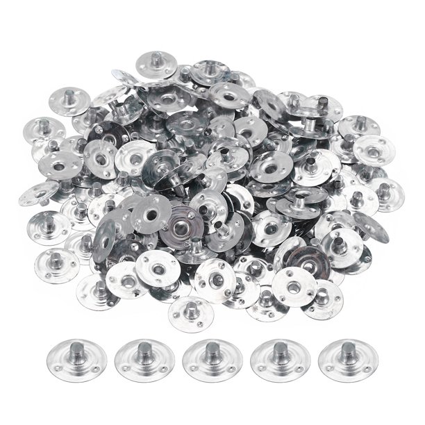 Uxcell 12.5mm Pestañas de Sostenedor de Mecha de Vela de Metal, Base de Soporte de Mecha de Vela, Plata 150 Paquetes