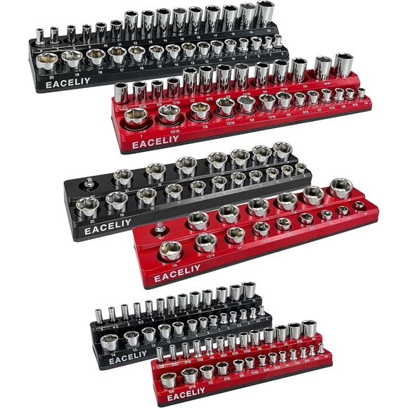 EACELIY Magnetic Socket Organizer Set, 1/2, 1/4 and 3/8 SAE