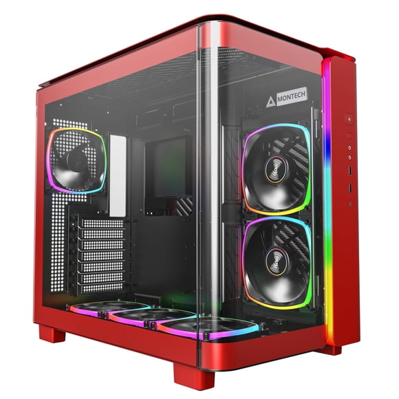 Gabinete para PC Montech King 95 de doble cámara, torre media, rojo