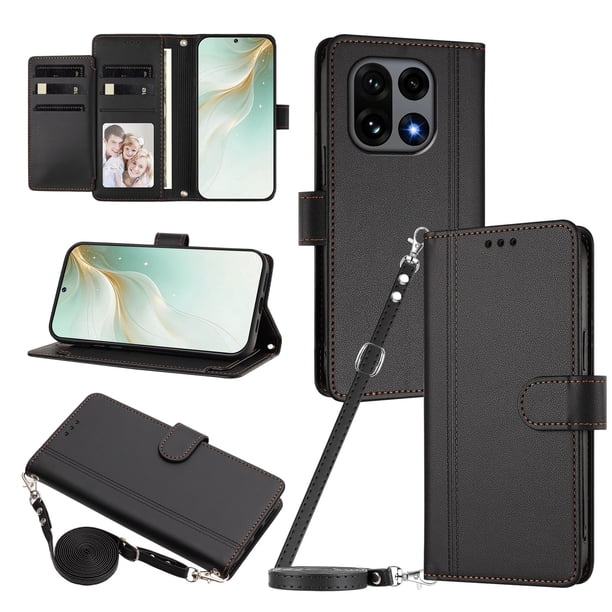 Funda Billetera de Cuero Sintético para OnePlus 15, Negro