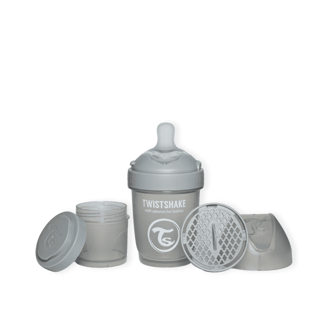 Mamadera Twistshake Double Pro 180ml - Gris Pastel
