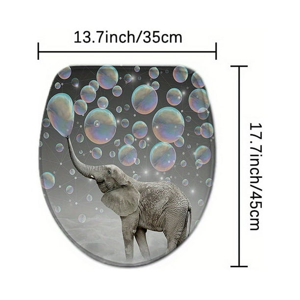 1pc Waterproof Elephant Shower Curtain with 12 Hooks, Non-Slip Bathroom Rug, Toilet U-Shape Mat, and Toilet Lid Cover Pad - Adorable Bathroom Decor