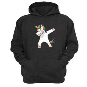 Genérico - Polerón Canguro Unicornio Gris Oscuro Talla Xs Unisex