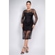 thumbnail image 1 of Saronite Vestido Midi de Fiesta con Abertura y Manga Larga, Cuello Redondo y Pedrería de Encaje, Negro (para Mujer), 1 of 5