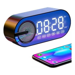 Genérica - Reloj Digital Despertador Led Con Bocina Bluetooth Y Radio Negro