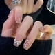 thumbnail image 1 of 24 Pcs 3D Butterfly Fake Nails Rhinestone Press On Nails Short Pink Glitter False Nails Glossy Fake Nails Glue On Nails Full Cover Acrylic Nails For Women Girls, 1 of 3