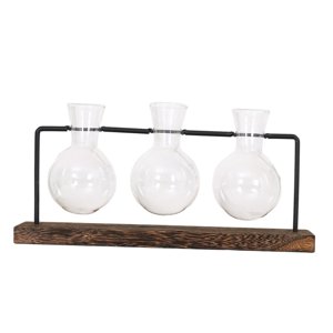 Magideal - Jarrón De Cristal Para Terrario De Plantas De Escritorio, Tarros De Propagación De Plantas De Granja Con Soporte De , Maceta De Cristal Para