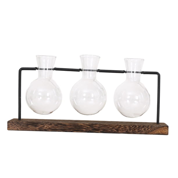 Jarrón de cristal para terrario de plantas de escritorio, tarros de propagación de plantas de granja con soporte de , maceta de cristal para