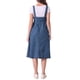 thumbnail image 3 of INSPIRE CHIC Vestido con Tirantes para Mujer Botón Frontal Clásico Cuello en U Peto Vaquero Midi con Bolsillos M Azul, 3 of 6