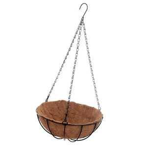 Genérico - Cesta De Coco Colgante Maceta Maceta Marco De Metal Negro Percha 10 Pulgadas
