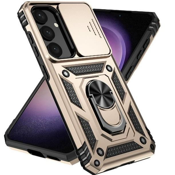 Funda Resistente Anillo Soporte Samsung Galaxy S25 Privacidad Cámara Montaje Magnético Oro