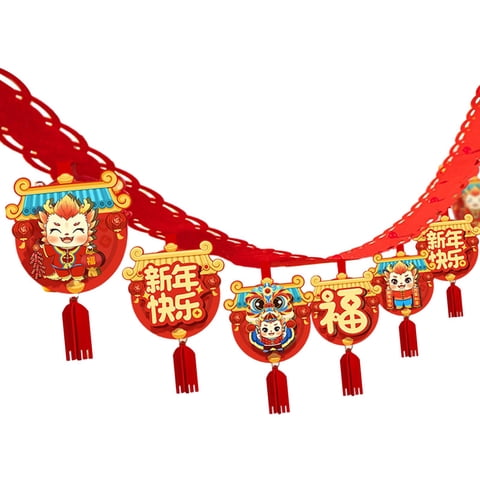 Magideal - Año Del Dragón Chino 2024, Guirnalda Colgante De 3 Metros, Material De Fieltro, Decoración De Puerta De Techo Para Festival De Linternas, Boda Elegant Estilo A