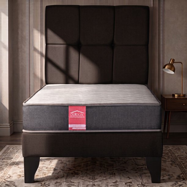 Cama 1 Plaza Europea América Gris Respaldo Atenas Tela Chocolate 90x190x60 Cm Resorte Bonell