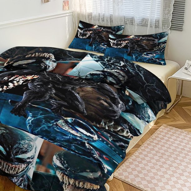 Venom Print Bedding Set Pattern Duvet Cove Set 3 Pieces 1 Quilt Cover And 2 Pillowcases for Women Men Teens