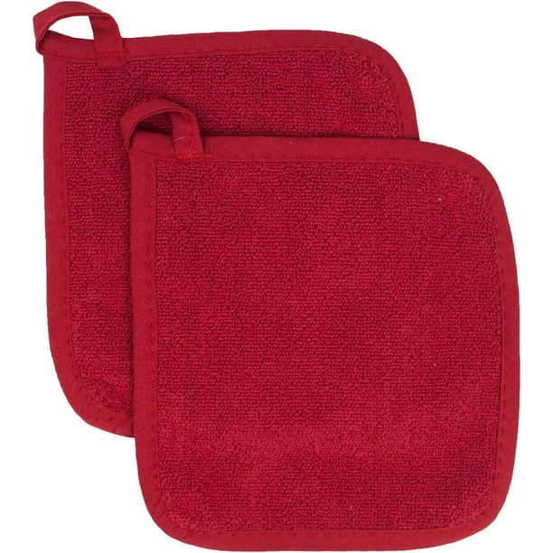 Juego de agarraderas de tela de rizo de algodón, almohadillas para calentar alimentos, paquete de 2