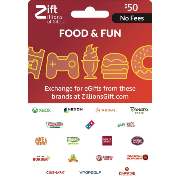Tarjeta de Regalo Zift Zillions of Gifts $50 Comida y Diversión