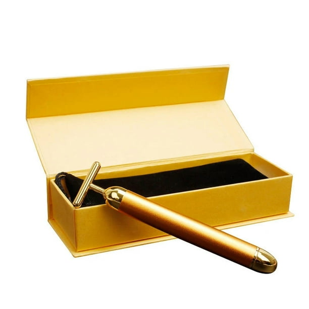 24k Gold Energy Stick Facial Wrinkle Lifting Stick Facial T-Shape Vibrating Massage Stick Facial Beauty Care Tools