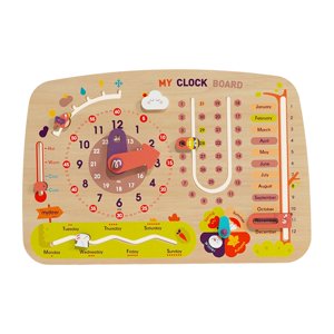 Magideal - Calendario De Reloj Para Niños, Juguete Educativo Temprano De Madera, Juguete De Viaje Para Niños, Niñas, Niños Pequeños, Regalos De Vacaciones Para