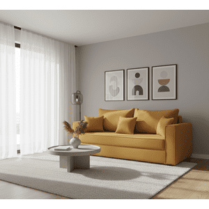 Construmuebles - Sofa Aurelia 3 Cuerpos Tela Oro