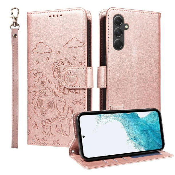 Funda Billetera FOXDOCK Compatible con Samsung Galaxy A54 5G, Diseño Perrito Tierno, Ranuras para Tarjetas y Soporte Plegable