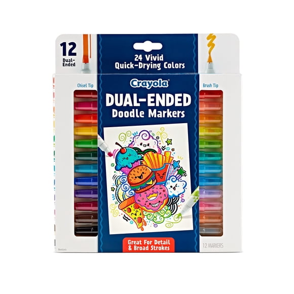 Marcadores Crayola de Puntas Dobles Cincel y Pincel, 12 unidades