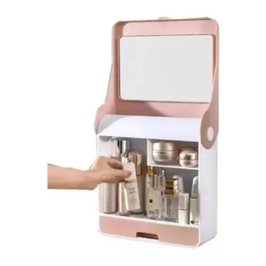 Click Ventas - Organizador De Cosméticos Con Espejo Rosado
