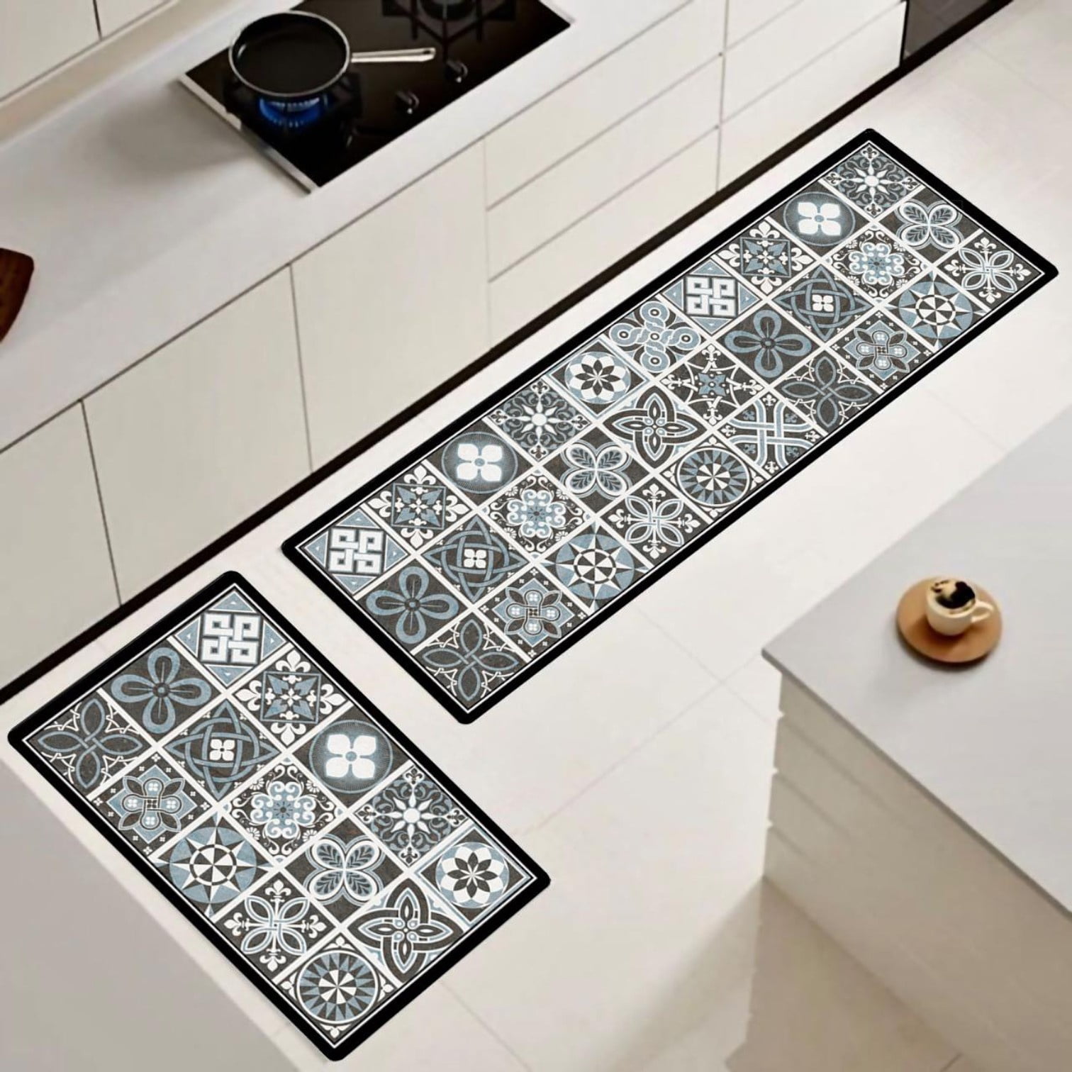 Wyj Hogar - Set De 02 Alfombra De Cocina Impermeable De Cuero Nappa Md07