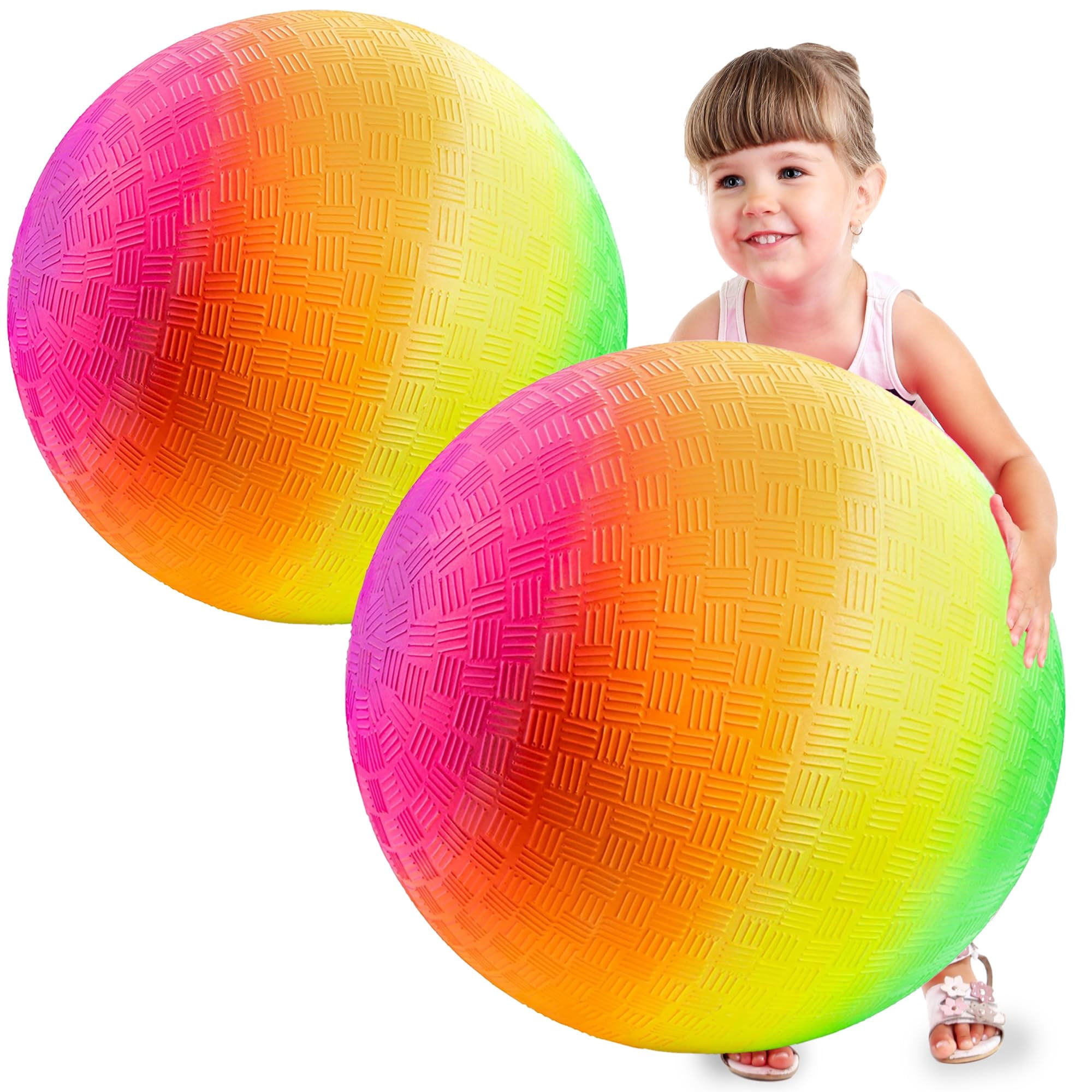 Playground Balls Bedwina, Hinchable Con Forma De Arcoíris De 18 Cm, Paquete De 2 Unidades Con Bomba