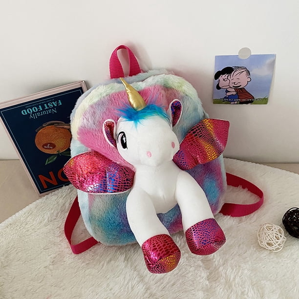 Unicorns Cartoon School Book Bag Backpacks Cute Fashion 3D Fur Backpacks For Girls Travel Backpack Children Schoolbag Kids Gift
