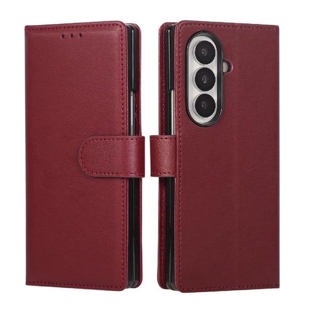 Funda Cartera para Samsung Galaxy Z Fold7 con Tarjetero, Soporte y Cordón - Protección Rojo