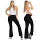 thumbnail image 2 of Jeans Flare Negro Tiro Alto con Botón y Bolsillos, 2 of 6