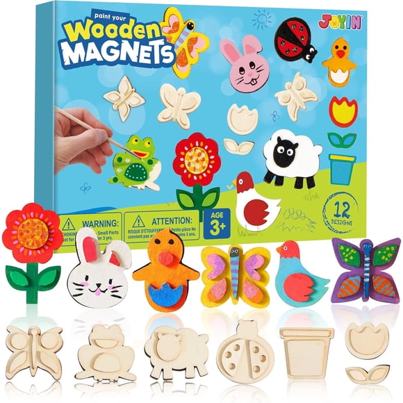 JOYIN 12 Wooden Magnet Painting Kit Arts and Crafts for Kids