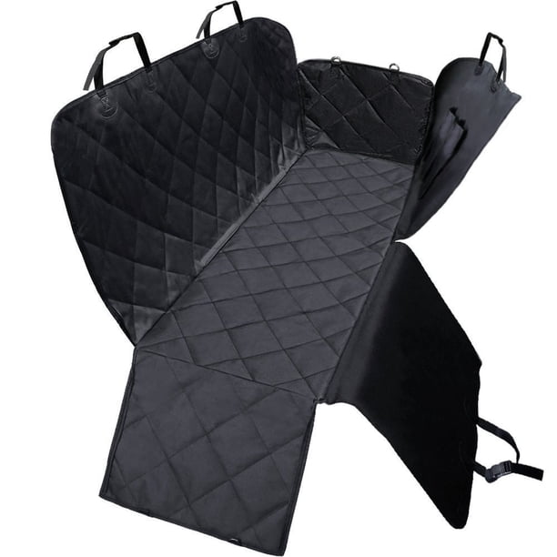 Funda protectora para asiento de coche para perros con solapas laterales contra arañazos, con ventana de malla y bolsillo de almacenamiento, funda para asiento trasero de coche, SUV o camioneta con ci