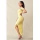 thumbnail image 2 of Saronite Vestido Midi Entallado de Malla con Cuello Alto, Tirantes Ajustables en la Espalda y Cremallera en los Hombros, Color Amarillo (para Mujer), 2 of 3