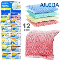 Esponja Metálica Aileda, Paquete De 12 Unidades Duradero, Antibacteriano Y Fácil De Limpiar