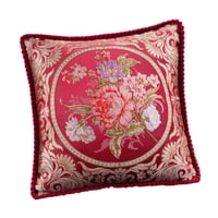 Magideal - Funda De Almohada Europea, Funda De Cojín, Funda De Almohada Con Bordado Floral De 18 X 18 Pulgadas, Funda De Cojín Para Sofá De Decoración Del Hogar Rojo