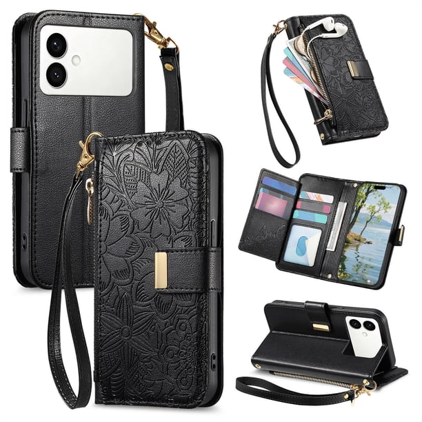 Funda FOXDOCK cartera de piel sintética para FOXDOCK Samsung Galaxy S26 Edge – Resistente a golpes, RFID – negro