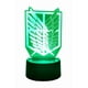 thumbnail image 1 of Lampara Ilusion 3D Ataque Titanes de 7 colores, Base touch, 1 of 6