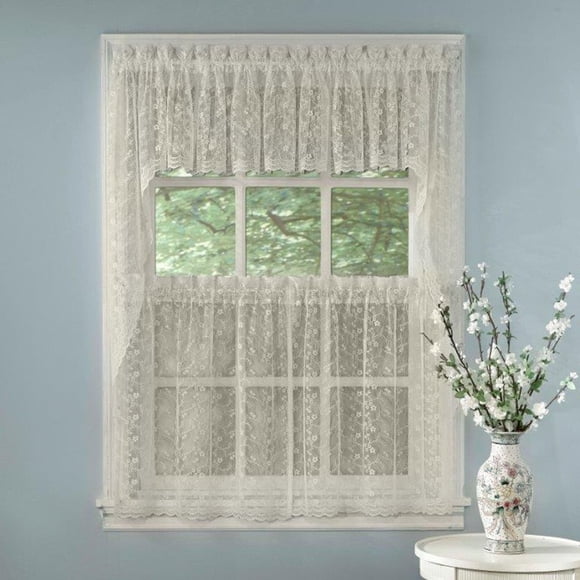 Set de cortinas de cocina Sweet Home Collection Priscilla Ivory