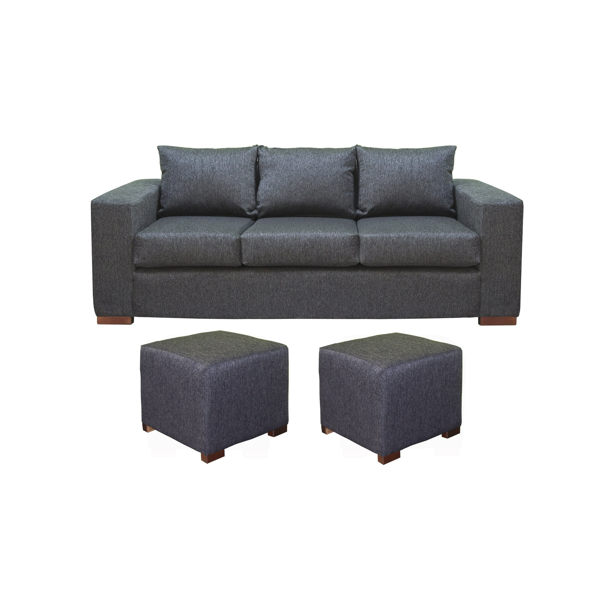 Dkora - Living Cedric 3 Cuerpos + 2 Pouf Marengo