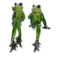 Bothyi - 2 Piezas De Adorno De Escultura De Estatuilla De Rana Para La Mesa Del Hogar