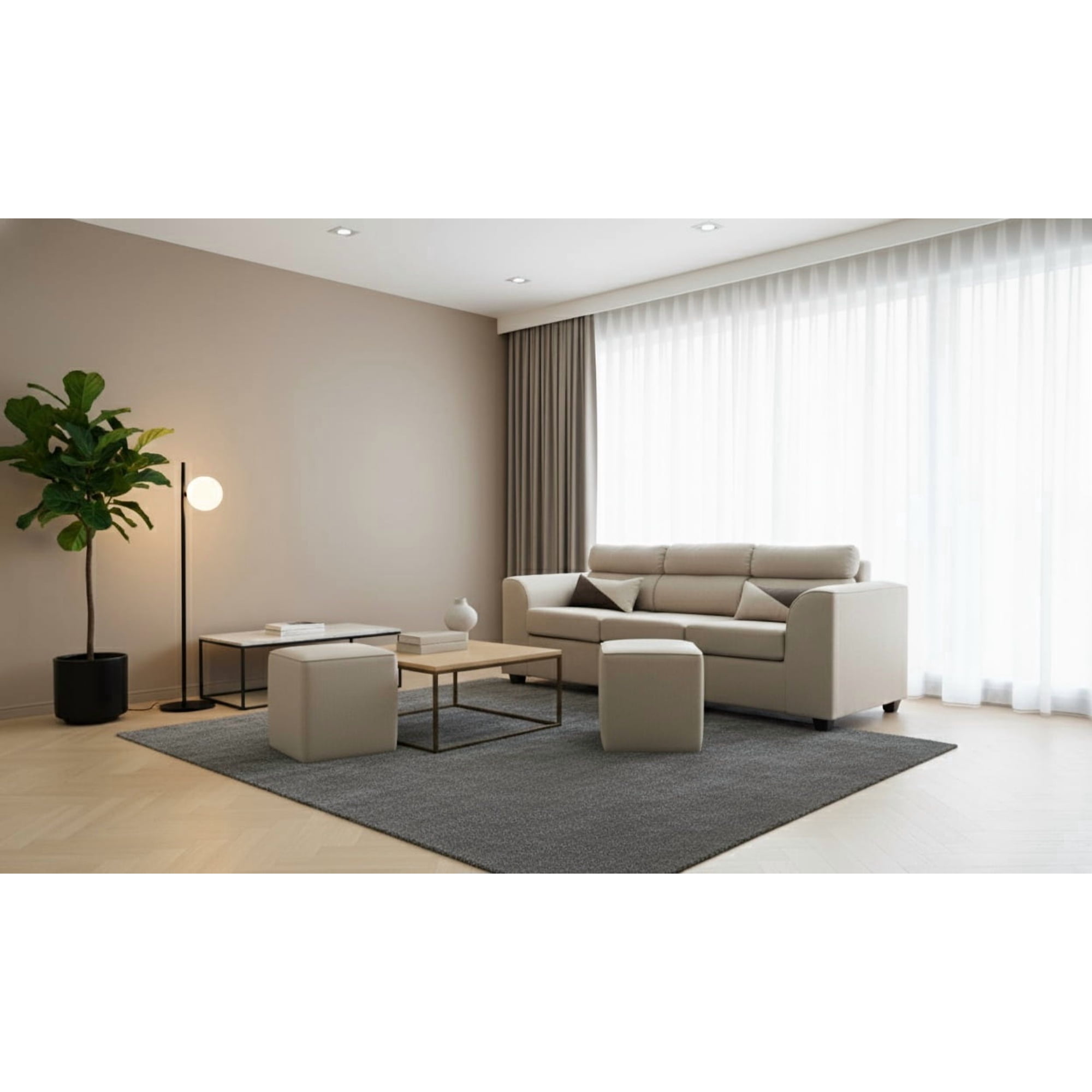 Fancy Hogar - Sofa Pufa 3 Cuerpos 2 Puff