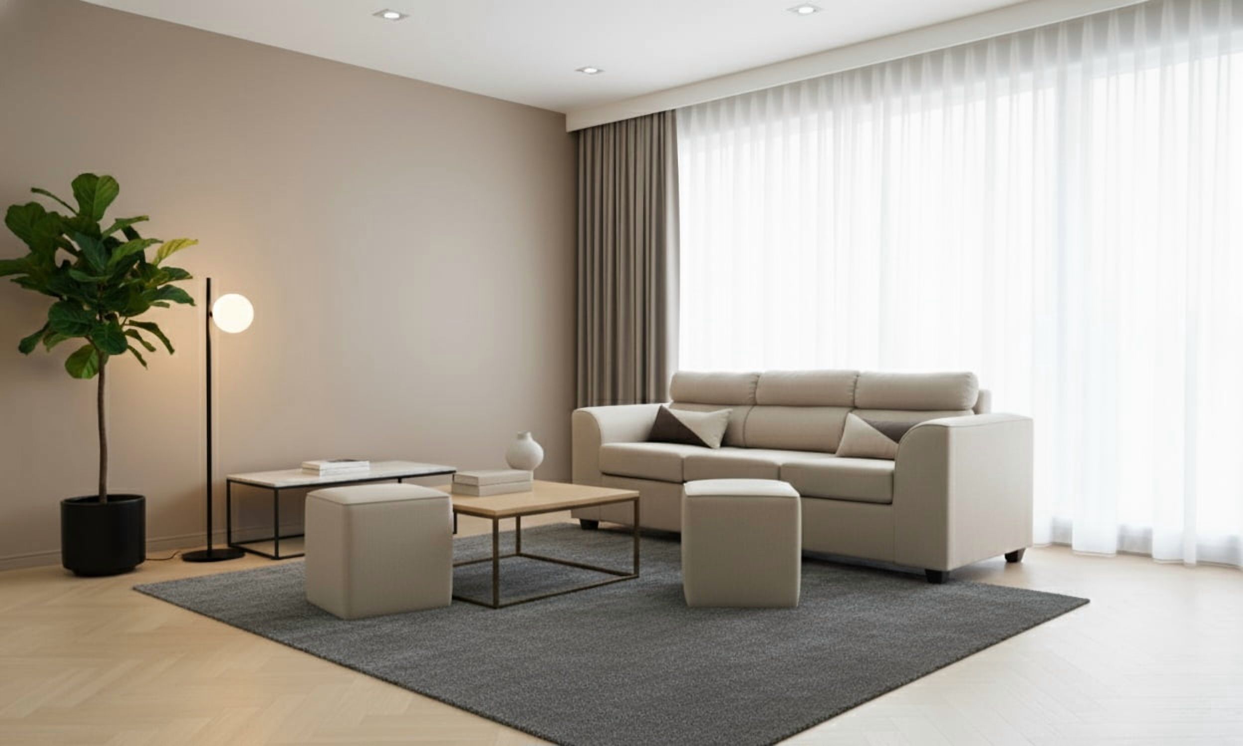 Fancy Hogar - Sofa Pufa 3 Cuerpos 2 Puff