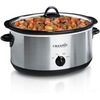 Olla De Cocción Lenta Manual Crock Pot Ovalada 7 Cuartos Acero Inoxidable