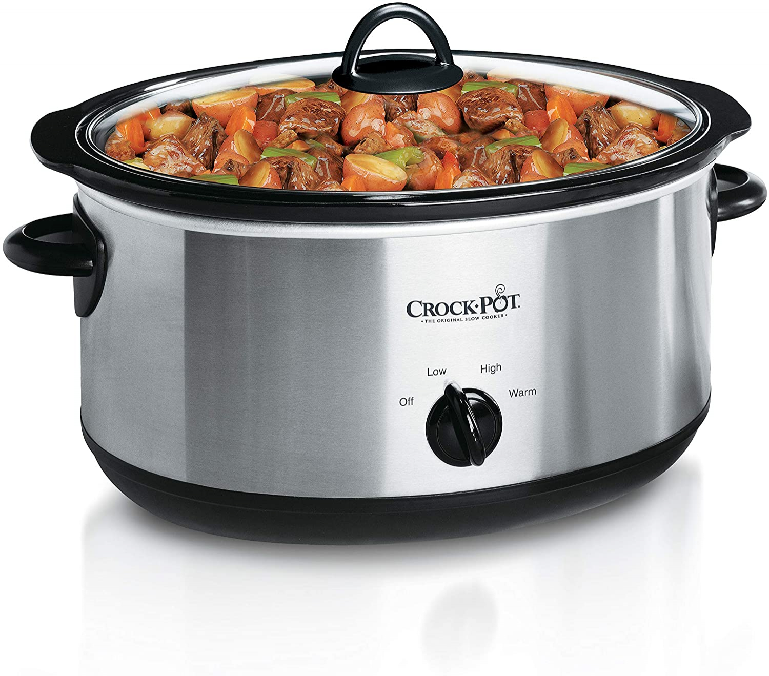 Olla De Cocción Lenta Manual Crock Pot Ovalada 7 Cuartos Acero Inoxidable