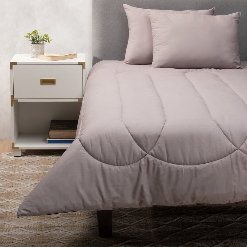 Arthome - Plumón Gris Negro 2 Pl + Pack Almohadas Gris
