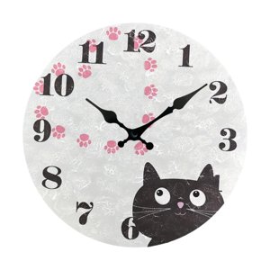 Magideal - Reloj De Pared Con Diseño De Gato, Divertido Y Redondo, Silencioso, Regalo Único Para Inauguración De La Casa, Reloj Decorativo De Pared Fácil De Leer Estilo B