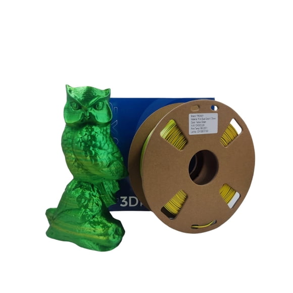 Filamento 3D Pla+ Seda Doble Color Yellow And Green De 1.75Mm Y 1Kg